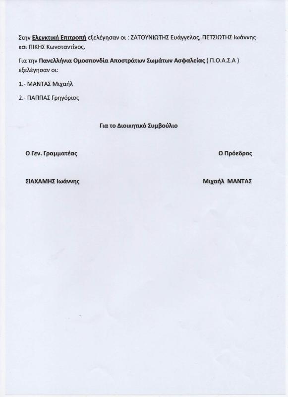 Κατανομή Θέσεων του Νέου Διοικητικού Συμβουλίου του Συνδέσμου Αποστράτων Σωμάτων Ασφαλείας Ν.Αργολίδας