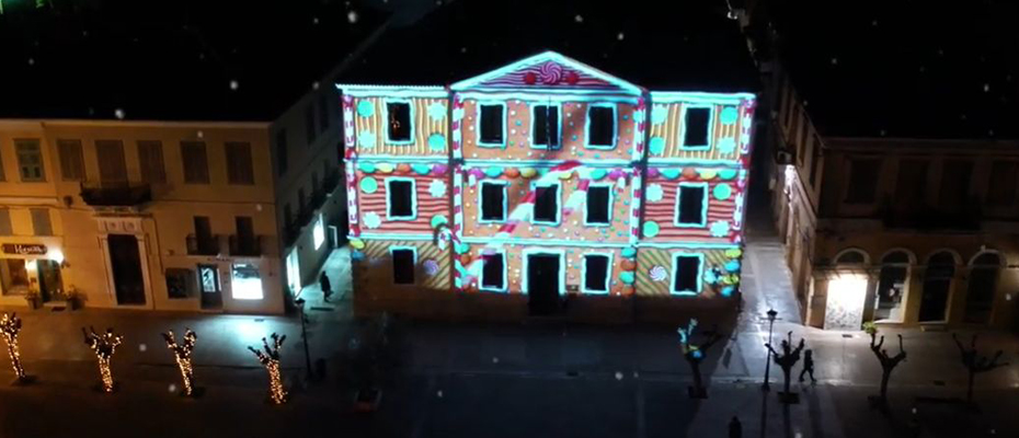 Projection mapping στο δημαρχείο Ναυπλίου drone video